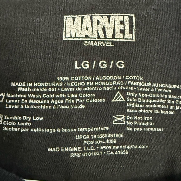 Marvel Globe Logo Graphic T-Shirt Black Large TShirt - Picture 4 of 4